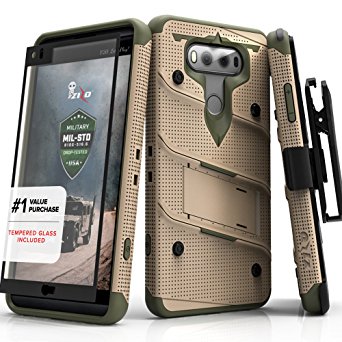 LG V30 Case, Zizo [Bolt Series] FREE [LG V30 Clear Glass Screen Protector] Kickstand [12 ft. Military Grade Drop Tested] Holster - LG V30