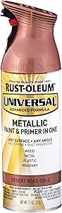 Rust-Oleum 342919 Universal All Surface Metallic Spray Paint, 11 oz, Desert Rose Gold