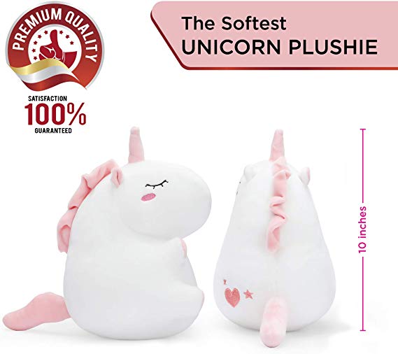 Unicorn Stuffed Animal - Super Soft Unicorn Toy 10'' Cute White Unicorn Plush Toy - Gift-Ready Packaging for Graduation or Birthday for Girls and Boys
