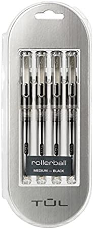 TUL Rollerball Pens, 0.7mm Medium Black, 4-Count