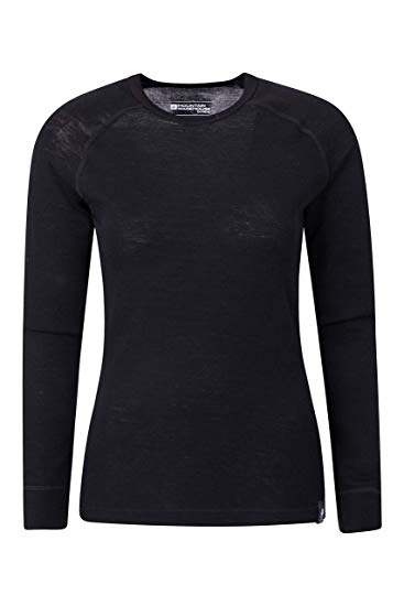 Mountain Warehouse Merino Womens Thermal Baselayer Top - Lightweight Tee Ladies Shirt, Breathable T Shirt, Antibacterial - for Holidays in Cold Weather