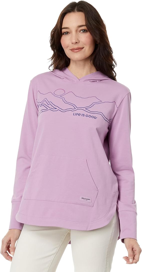 Life is Good Linear Mountainscape Crusher™-Flex Hoodie Tunic