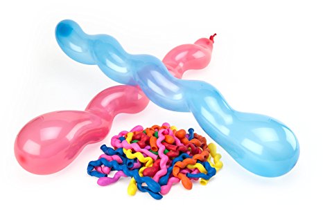100 Premium Quality Spiral Party Balloons: Assorted Color Unique Twisted Latex Balloon for Birthdays and Events by Nexci, LLC