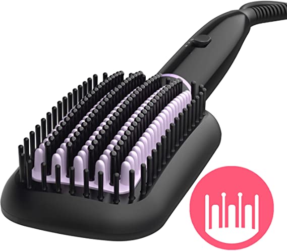 Philips StyleCare Heated Brush BH880/00 - Hair Styling Devices (Straightening Brush, 170 °C, 200 °C, PTC, Black, Pink, Hanging Ring)