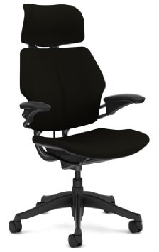 Freedom Chair by Humanscale: Headrest - Standard Duron Arms - Foam Seat - Standard Carpet Casters - Graphite Frame/Black Wave Seat
