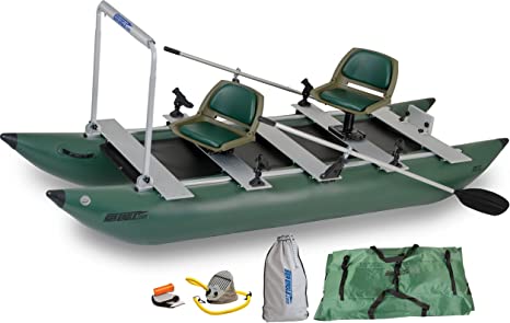 Sea Eagle Green 375fc Inflatable FoldCat Fishing Boat - Pro Angler Guide Package