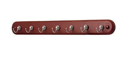 Spectrum Diversified Seven Hook Key Rack, Walnut Wood/Satin Nickel