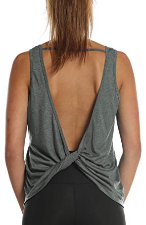 icyzone Workout Tank Tops for Women - Open Back Strappy Athletic Tanks, Yoga Tops, Gym Shirts