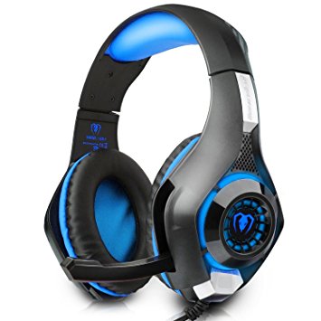 Beexcellent Gaming Headset with Mic Volume Control for PS4 PC Laptop Tablet Smartphones (Blue)