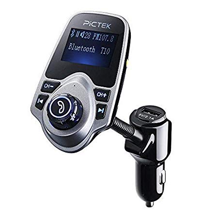 Pictek Fm Transmitter Car Radio, Wireless In-Car Bluetooth FM Transmitter (1.44 Inch Display)(USB Car Charger) Car Kit Radio Adapter with TF Card Slot