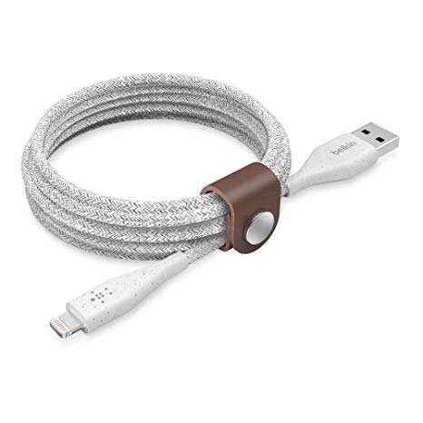 Belkin DuraTek Plus Lightning to USB-A Cable with Strap (Ultra-Strong iPhone Charging Cable, Lightning to USB Cable), 6ft/1.8m, White