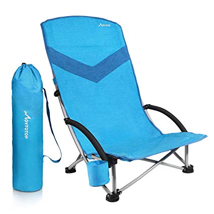 MOVTOTOP Folding Beach Chair Backpack Portable Outdoor Camp Chair High Backrest with Carry Bag Heavy Duty 300 lbs Capacity