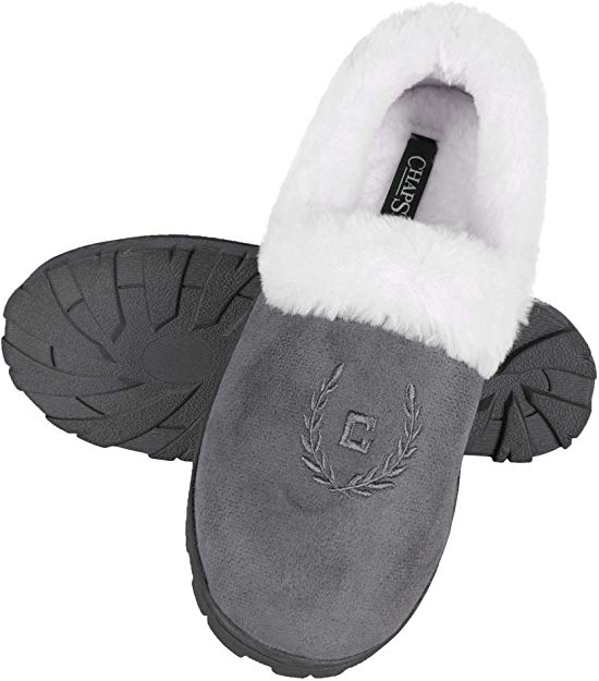 Chaps Women's House Slipper Moccasin Warm Fuzzy Memory Foam Micro Suede Indoor Outdoor Comfort