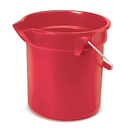 Rubbermaid Commercial FG296300RED 10 qt Capacity, 10-1/2" Diameter, 10-1/4" Height, Red Color, Brute High-Density Polyethylene Round Bucket