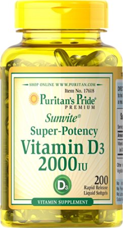 Puritan's Pride Vitamin D3 2000 IU-200 Softgels