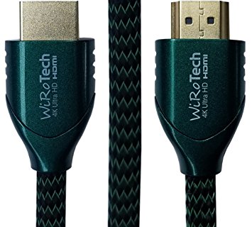 Low Profile HDMI Cable 3ft Green - HDMI 2.0 (4K, HDR) Ready - Braided Cable - High Speed 18Gbps - Gold Plated Connectors - Ethernet, Audio Return - Video 2160p
