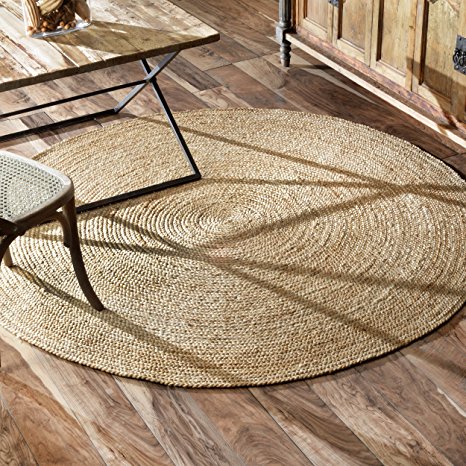 nuLOOM Jute Collection 100-Percent Jute Area Rug, 8-Feet Round, Solid, Natural