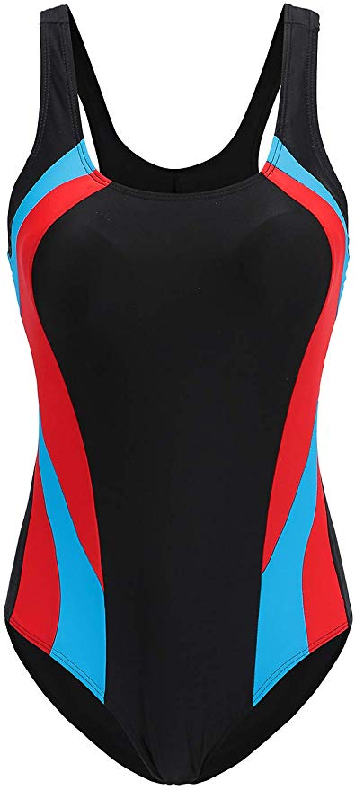 EBMORE Womens One Piece Swimsuit Bathing Suit Athletic Sport Training Exercise