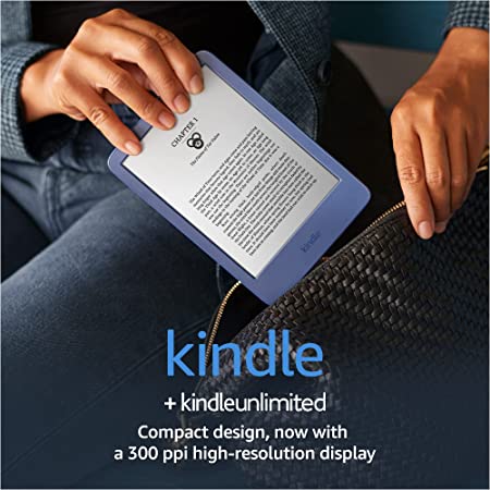 Kindle (2022 release) – The lightest and most compact Kindle, now with a 6” 300 ppi high-resolution display, and 2x the storage - Without Lockscreen Ads - Denim   3 Months Free Kindle Unlimited (with auto-renewal)