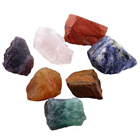 SUNYIK 7 Chakra Stones Set,Natural Rough Raw Stone for Tumbling,Cabbing,Crystal Healing Kits