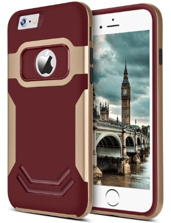 iPhone 6s Case, iPhone 6 Armor Case, Ansiwee® Heavy Duty Protective Shell Dual Layer Drop Protection Cover Shock Absorption Tough Armor Hybrid Case Cover for Apple iPhone 6/6S 4.7 Inch (Wine Red Gold)