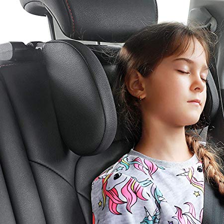 Car Seat Headrest Pillow,Head Neck Support Detachable,Premium seat held Pillow, 180 Degree Adjustable Both Sides Travel Sleeping Cushion for Kids Adults (Black)