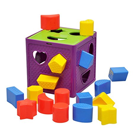 YIXIN Plastic Geometric Square Shape Sorter Cube Baby First Blocks Shape-Sorting Toy for Early Learning for 3 Year Old