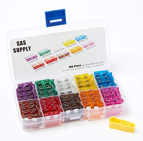 Instant ATO Standard Fuse Set - Fuses for Cars/Boats/Motorcycle - Automotive Fuse Kit - 100 Piece Assortment of Fuses by SAS Supply