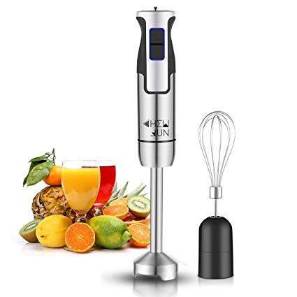 CHEW FUN Multipurpose Immersion Hand Blender Poweful 500 Watt,9-Speed,High Power Low Noise,2-in-1 includes Detachable Chopper and Egg Whisk with lifetime warranty guaranteed