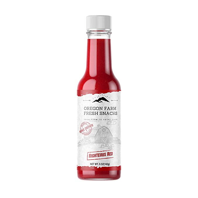 Oregon Farm Fresh Red Chili Sauce - Righteous Red - Made with Local Peppers - Red Chili, Chipotle, Habanero & Ghost Pepper Hot Sauce - Artisanally Crafted in Small Batches - Original Recipe - 5 Ounces