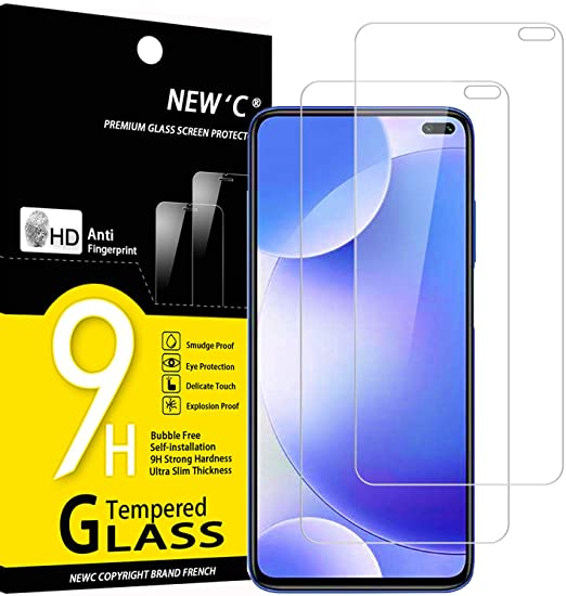 NEW'C 2 Unidades, Protector de Pantalla para Xiaomi Redmi K30, Xiaomi Poco X2, Antiarañazos, Antihuellas, Sin Burbujas, Dureza 9H, 0.33 mm Ultra Transparente, Vidrio Templado Ultra Resistente