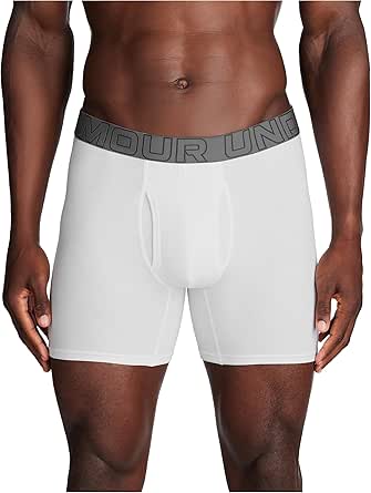 Under Armour Men's 3-Pack Performance Cotton Boxer Brief, 6" Inseam, All-Day Comfort & Ultra-Soft