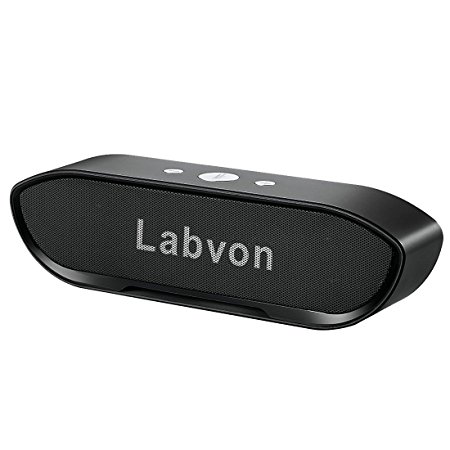 Labvon Bluetooth 4.1 Speakers, Premium Sound Portable Wireless Enhanced Bass, IPX5 Waterproof, Built-in Mic, Steel Grey
