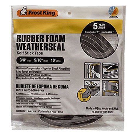 Frost King R538H Sponge Rubber Foam Tape 5/16-Inch, Black