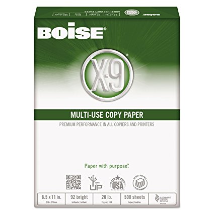 Boise X-9 Multipurpose Paper, 92 Bright, 8 1/2" x 11" Letter Size, 20 lb, 500 Sheets Ream