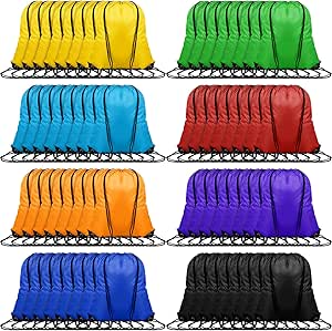 120 Pieces Drawstring Backpack 8 Color Draw String Sports Bags Gym Cinch Sack Nylon String Backpack Plain Sport Bag Drawstring Party Favor Bags