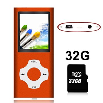 Tomameri Portable MP4 / MP3 Player with a 32 GB Micro SD Card, MP3 Player with E-Book Reader, Rhombic Button, Mini USB Port, Photo Viewer, Voice Recorder, Including Earphones and USB Charger - Orange