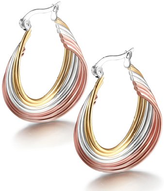 Jstyle Jewelry Women's Tri-color Surgical Stainless Steel Twist Hoop Earrings (21mm Diameter)
