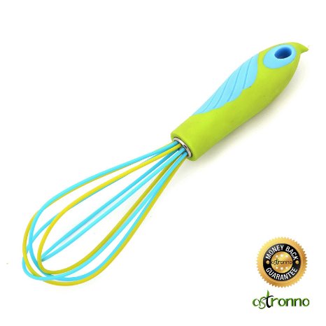 Astronno Silicone Balloon Whisk & Beater- 10 Inch Whisk With Comfort Grip Handle. Kitchen Wired Whisk Utensil for Whisking, Beating, Blending, Stirring & for Egg Frothing, Milk and Egg Beating