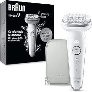 Braun Silk-épil 9, Depiladora Eléctrica Para Una Eliminación Del Vello Fácil, Piel Suave Duradera, 9-011, Blanca/Plateada