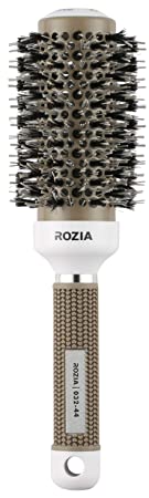 Rozia Pro Hair Combs for Women Round Brush for Blow Drying with Natural Boar Bristle, Professional Round Hair Brush Nano Technology Ceramic  Ionic for Hair Styling, Drying, Healthy Hair and Add Volume (44 mm, 1.7'')