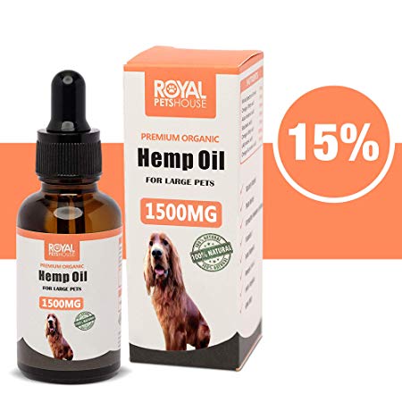 RoyalPetsHouse 15% Hemp oil for large Dogs & Pets 1500MG 30ml for Separation Anxiety Relief | Calming | Supplement for Joint & Hips | Pain | Sleep | Treats Skin and Coat | Organic high strength