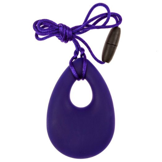 Premium Chew Necklace by InYard - Teardrop Shape - FDA Approved Material - Mild to Moderate Chewers (Dark Purple)