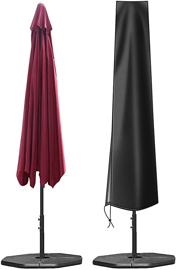 OKPOW Umbrella Cover for 7-11FT Umbrella,Patio Umbrella Covers 1.9m Black 420D,Oxford Fabric Patio Umbrella Cover, Solar Patio Offset Umbrella Cover with Zip