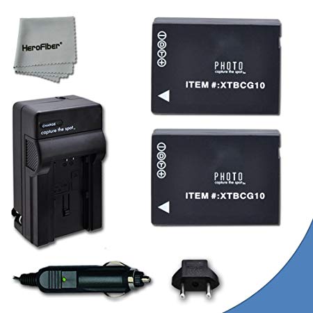 2 High Capacity Replacement Panasonic DMW-BCG10 Batteries with AC/DC Quick Charger Kit for Lumix DMC-TZ6,TZ10, TZ18, TZ19, TZ20, TZ25, TZ30, TZ35, ZR1, ZR3, ZS1, ZS5, ZS7, ZS8, ZS9, ZS10, ZS15, ZS19…