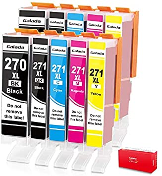 Galada Compatible Ink Cartridge Replacement for Canon Pgi-270xl 270 Cli-271xl 271 for Pixma Mg5720 Mg5721 Mg5722 Mg6820 Mg6821 Mg6822 Mg7720 Ts5020 Ts6020 Ts8020 Ts9020 Printer 10pack