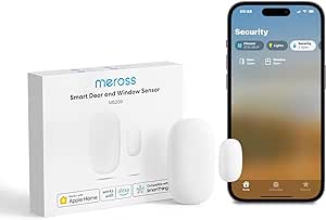 Meross Détecteur Connecté pour Portes et Fenêtres (sans HUB), Mini Capteur de Porte et Fenêtre WiFi, Compatible avec Apple Home, Alexa et Google Home, Détecteur d'Alarme Antivol, Nécessite Meross Hub