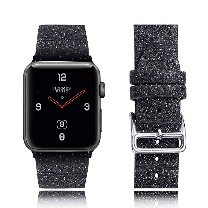 Bandmax Compatible Apple Watch Band 38mm 40mm, Bling Leather Replacement Band Sport Straps Elegant Glitter Bracelet Wristband Accessories for iwatch Series 4/3/2/1(Black)