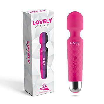 LOVELY Wand Massager the Wireless Magic Wand Handheld Personal Body Therapeutic Massager with 8 Powerful Speeds and 20 Vibration Modes Cordless Electric Massager Waterproof Portable and USB Rechargeable Mini Pink