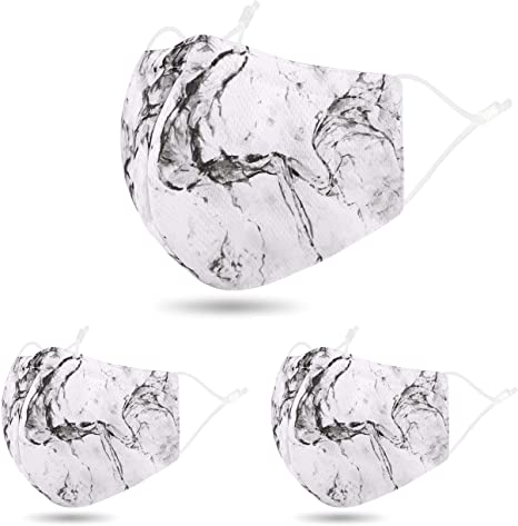 Dust Masc Mouth Face Macsk Bandana Balaclavas Madks, 3 Pcs_Marble Black